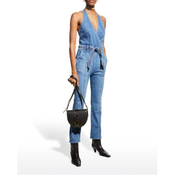 💕MOTHER DENIM💕 Halter Hustler Jumpsuit Ankle A Groovy Kind of Love 34 70s - Picture 10 of 16
